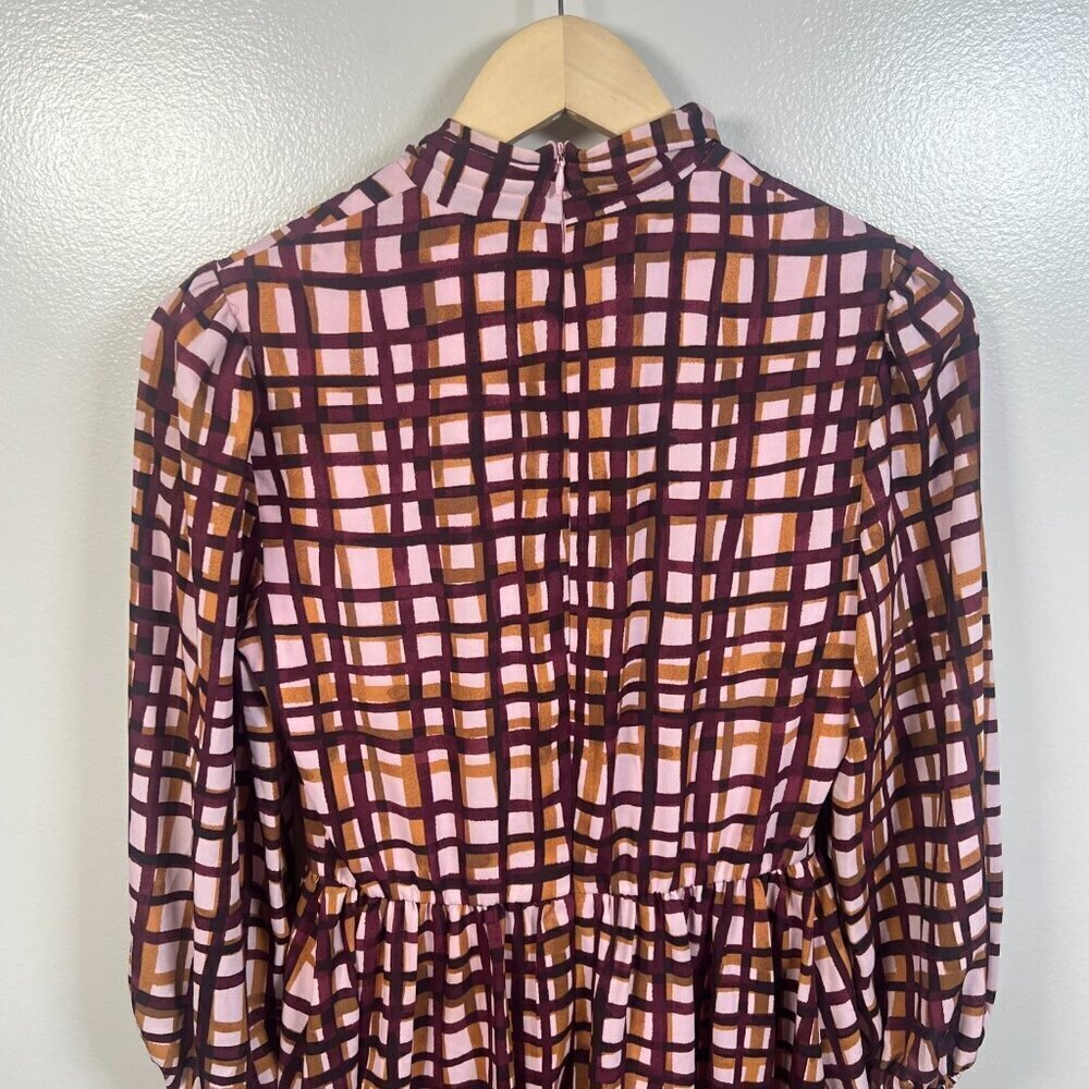 Gal Meets Glam Lindsey Windowpane Dress Size 0 Tie Neck Twee Work Office Preppy - Picture 10 of 12